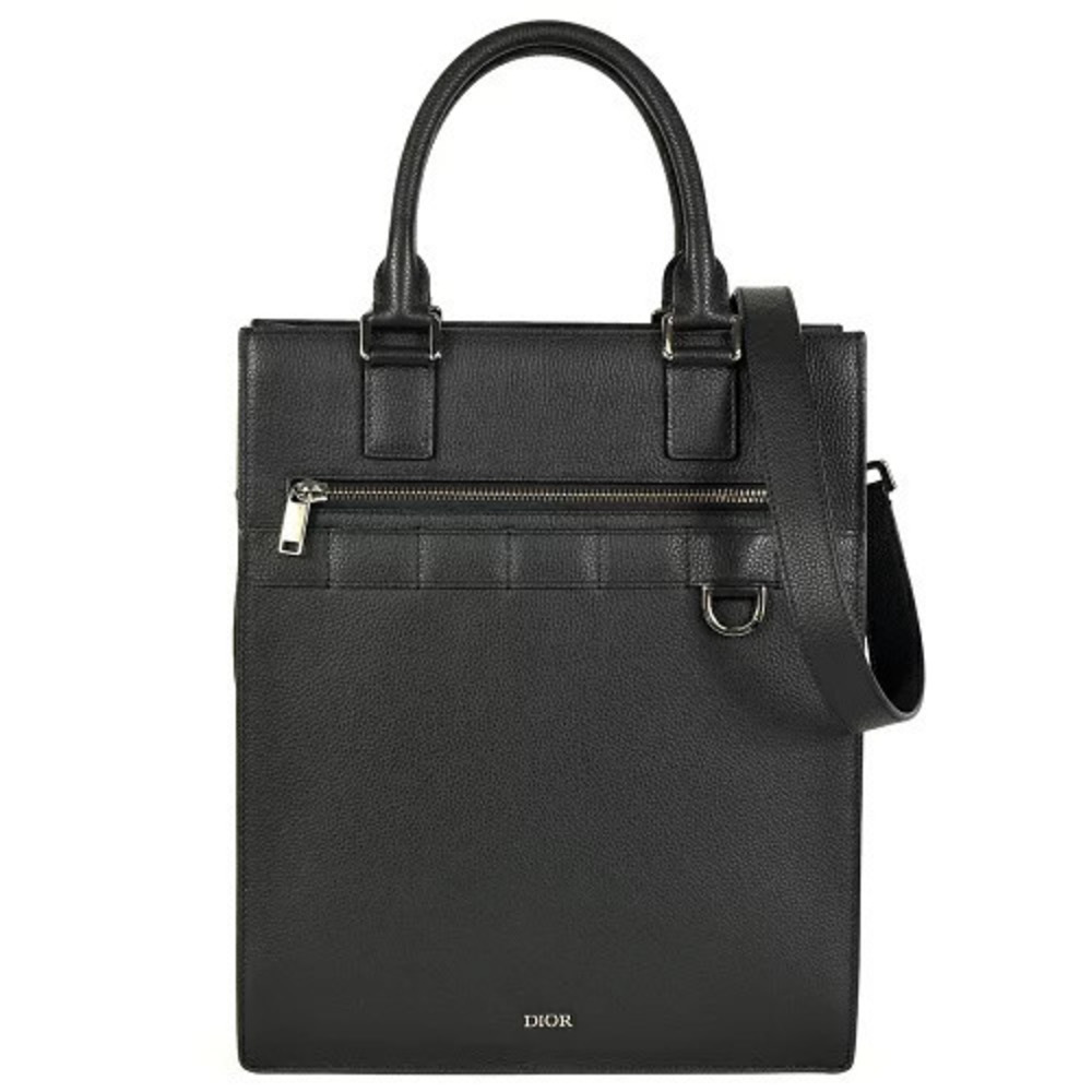 Christian Dior Safari Tote Bag Leather Black Shoulder